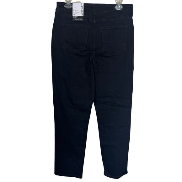Nine West High Rise Jeans Dark Black Women's 10 Curvy Slim Straight Denim NWT - Picture 2 of 7
